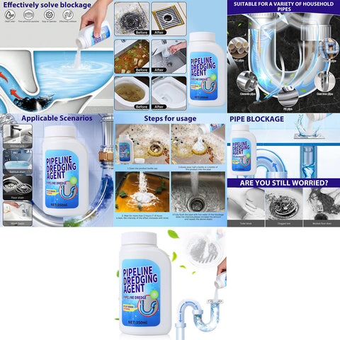 1PCS Pipeline Dredging Agent, 350ml Drain Cleaner,Drain Clog Remover Agent,Powerful Pipe Dredging Agent,Powerful Sink and Drain Cleaner Powder for Kitchen Toilet Quick Cleaning Tool