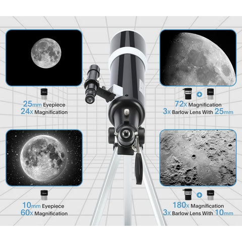 Telescope for Adults & Beginner Astronomers - 80mm Aperture 600mm Fully Multi-Coated High Transmission Coatings with AZ Mount Tripod Phone Adapter, Carrying Bag, Wireless Control.