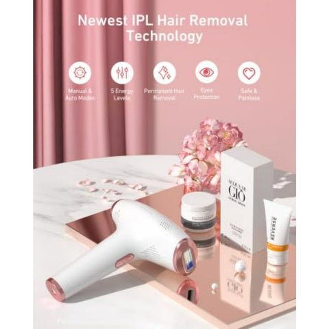 Hair Removal Device, IPL Hair Removal, Laser Hair Removal for Women and Men 999,999 Flashes Permanent for Facial Facial Legs Arms Bikini Line Whole Body Use at-Home(Model: TFDA06S-A)