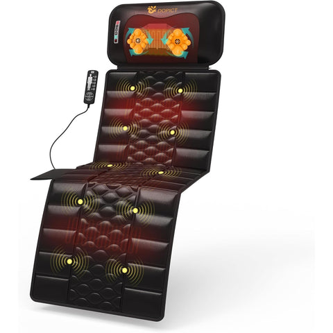 Massage-Mat, Detachable Neck Massager, Full Body Vibration Heating, with 10 Vibrating Motors and 9 Speed Settings for Home Office Use