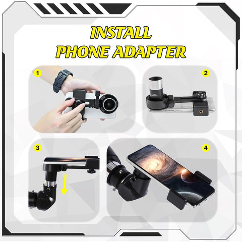 Telescope 90mm Aperture 900mm - High Precision Adjustment Vertisteel Mount Base, Magnification 45-450x, Wireless Remote, Phone Adapter - Ideal for Astronomy Enthusiasts and Beginners (Black)