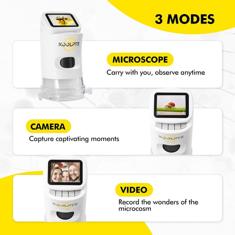 Kids Microscope 1000X HD with 2" Screen - Handheld Miniscope Portable Microscopes for Kids | Science Kit for Ages 8-12 | 6 LED Lights, Slides Set & 32GB Card