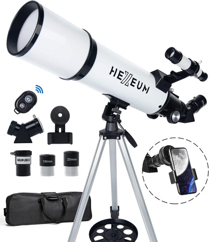 Telescope for Adults & Beginner Astronomers - 80mm Aperture 600mm Fully Multi-Coated High Transmission Coatings with AZ Mount Tripod Phone Adapter, Carrying Bag, Wireless Control.
