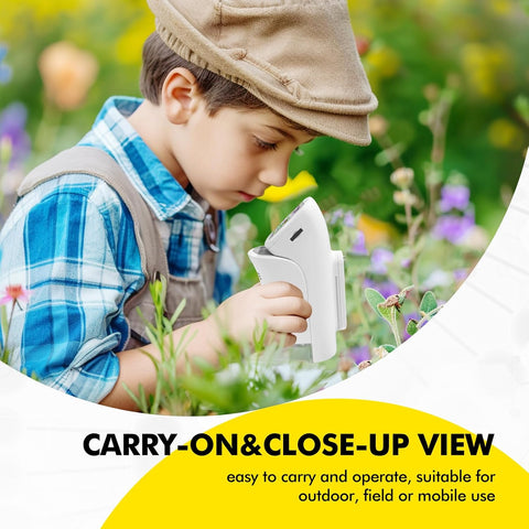 Kids Microscope 1000X HD with 2" Screen - Handheld Miniscope Portable Microscopes for Kids | Science Kit for Ages 8-12 | 6 LED Lights, Slides Set & 32GB Card