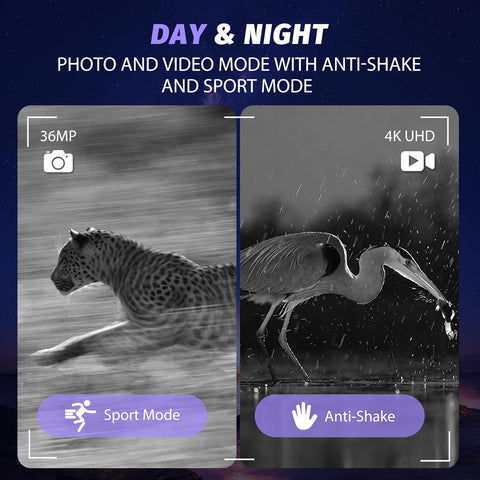 4K Night Vision Binoculars with 5000mAh Rechargeable Battery, 32GB TF, 3'' HD Screen for Camping and Security, Black