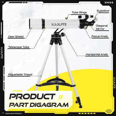 Telescope, 90mm Aperture 700mm - Vertisteel AZ Mounting Base, High Power Telescopes for Astronomy Enthusiasts, Adults & Kids, with Carrying Bag, Wireless Remote Control, Phone Adapter (Black)