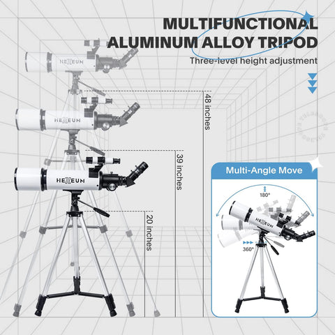 Telescope for Adults & Beginner Astronomers - 80mm Aperture 600mm Fully Multi-Coated High Transmission Coatings with AZ Mount Tripod Phone Adapter, Carrying Bag, Wireless Control.