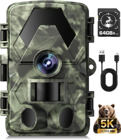 5K 60MP Trail Camera for Wildlife and Home Security