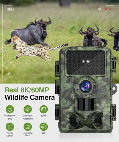 8K 60MP Trail Camera for Wildlife Monitoring