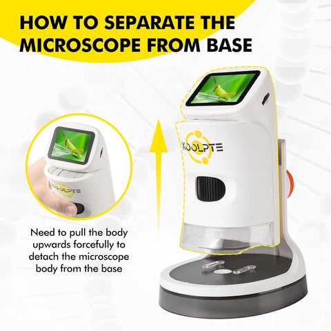 Kids Microscope 1000X HD with 2" Screen - Handheld Miniscope Portable Microscopes for Kids | Science Kit for Ages 8-12 | 6 LED Lights, Slides Set & 32GB Card