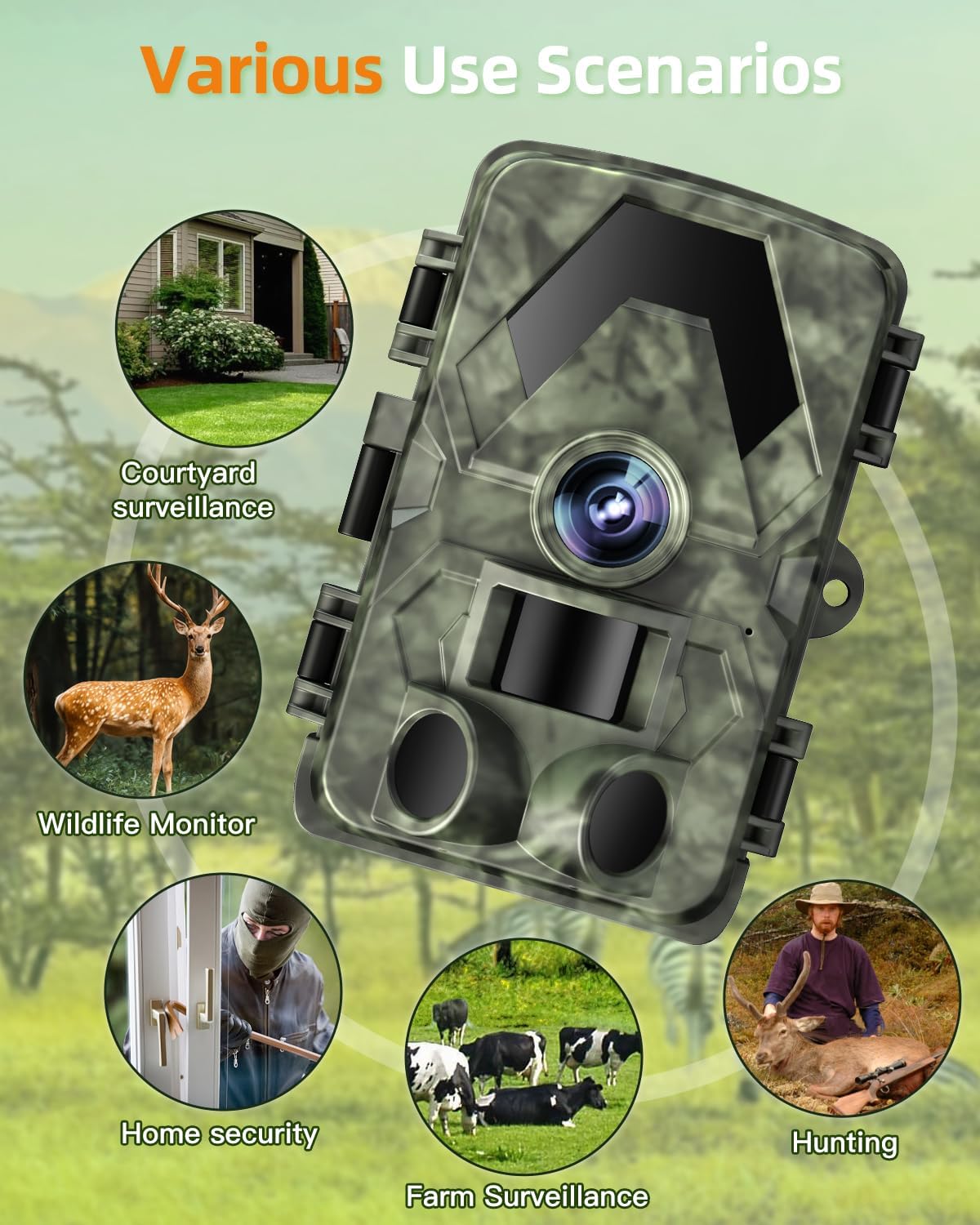 5K 60MP Trail Camera for Wildlife and Home Security