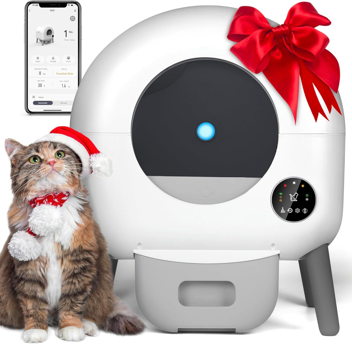 Self-Cleaning Automatic Cat Litter Box with Trash Bags and Mat