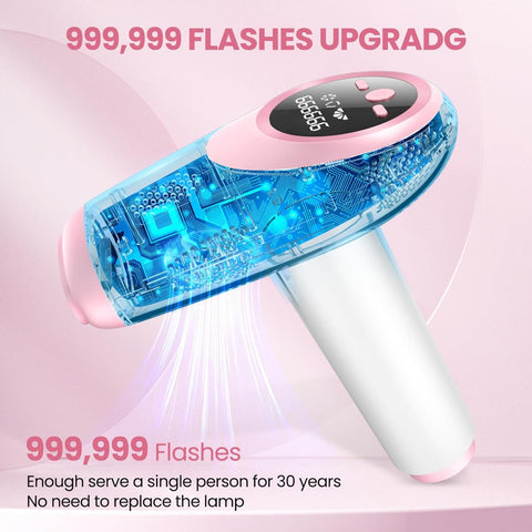 Women's laser epilator, permanent, 999,999 flashes, painless IPL epilator, underarms, legs, arms, bikini line