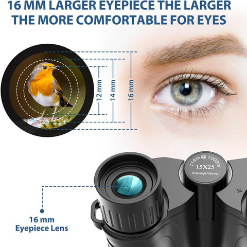 Binoculars 15x25 for Adults,Durable & Clear Binoculars with Low Light Night Vision for Sightseeing,Concerts and Bird Watching