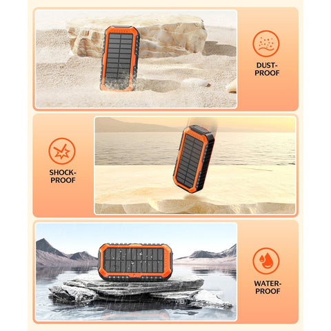 Solar Charger Power Bank 40000mAh Built in 4 Cables and Hand Crank, Portable Charger 22.5W Fast Charger 6 Outputs & 4 Inputs External Battery Pack with Bright Flashlight and Compass