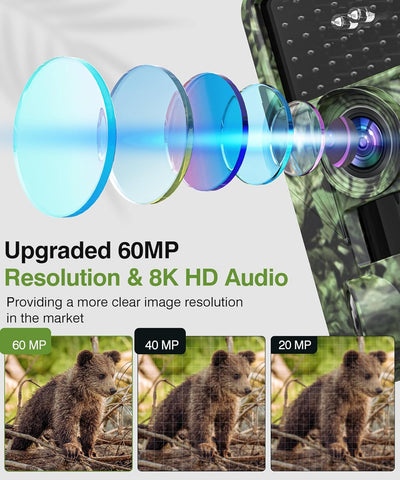 8K 60MP Trail Camera for Wildlife Monitoring