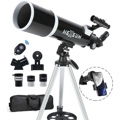 Telescope for Adults & Beginner Astronomers - 80mm Aperture 600mm Fully Multi-Coated High Transmission Coatings with AZ Mount Tripod Phone Adapter, Carrying Bag, Wireless Control.