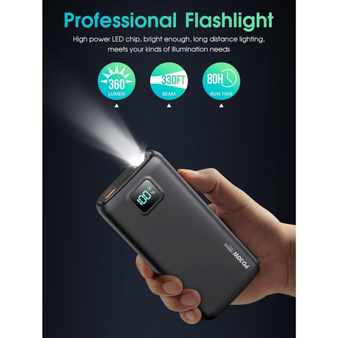 Portable Charger - 40000mAh Power Bank PD 30W and QC 4.0 Fast Charging with Flashlight LED Display 2 USB 1Type-C Outputs for Most Electronic Devices (Carbon Black)