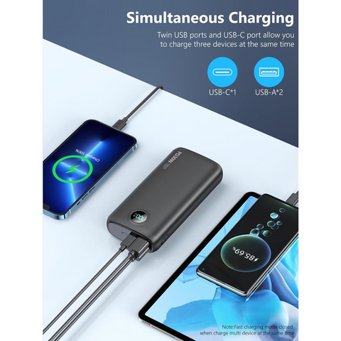 Portable Charger - 40000mAh Power Bank PD 30W and QC 4.0 Fast Charging with Flashlight LED Display 2 USB 1Type-C Outputs for Most Electronic Devices (Carbon Black)
