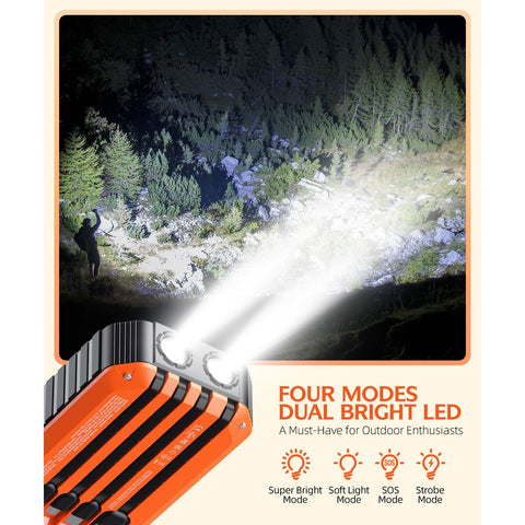 Solar Charger Power Bank 40000mAh Built in 4 Cables and Hand Crank, Portable Charger 22.5W Fast Charger 6 Outputs & 4 Inputs External Battery Pack with Bright Flashlight and Compass