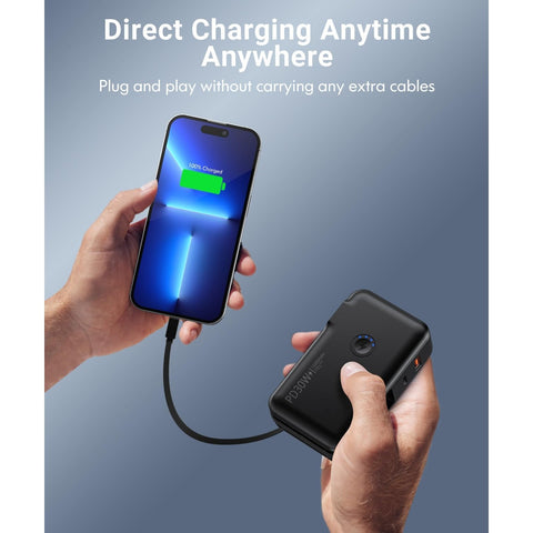 Portable Charger,  16000mAh Power Bank Built-in AC Wall Plug and Cables, PD 30W and QC4.0 Fast Charger for iPhone and Android Phones and Most Electronic Devices