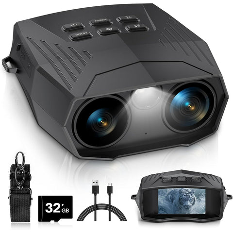 Night Vision Goggles - 5K Adult Night Vision Binoculars, 5000mAh Rechargeable Infrared Binoculars with 3'' Large Screen, 10x Digital Zoom w/ Flashlight for Camping